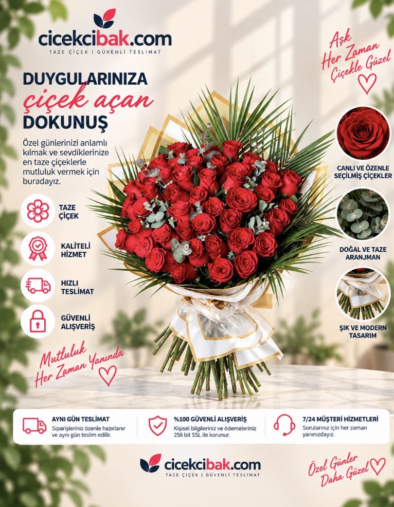 60'Lı Kırmızı Gül Buketi