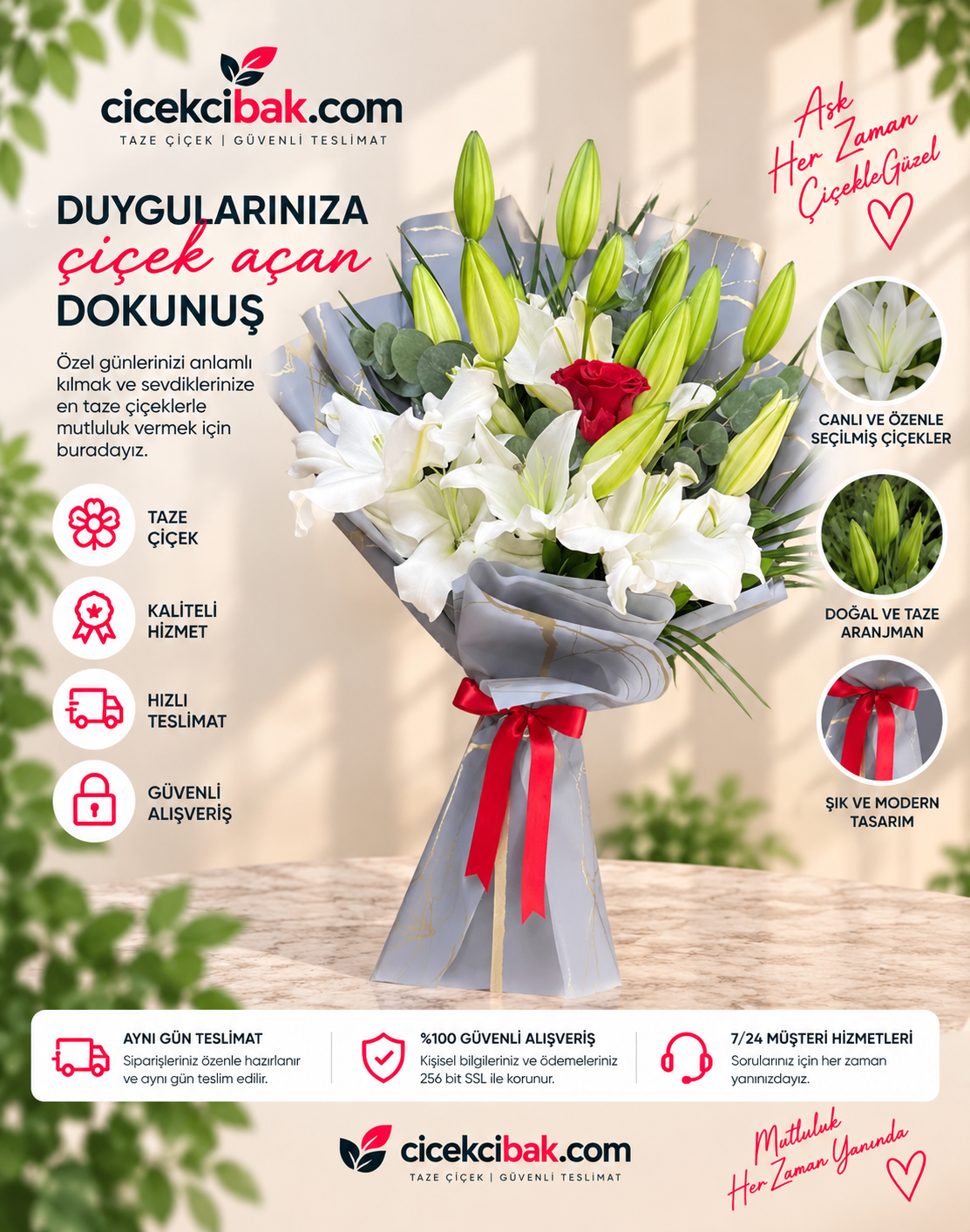 Lilyum Ve Gül Buketi