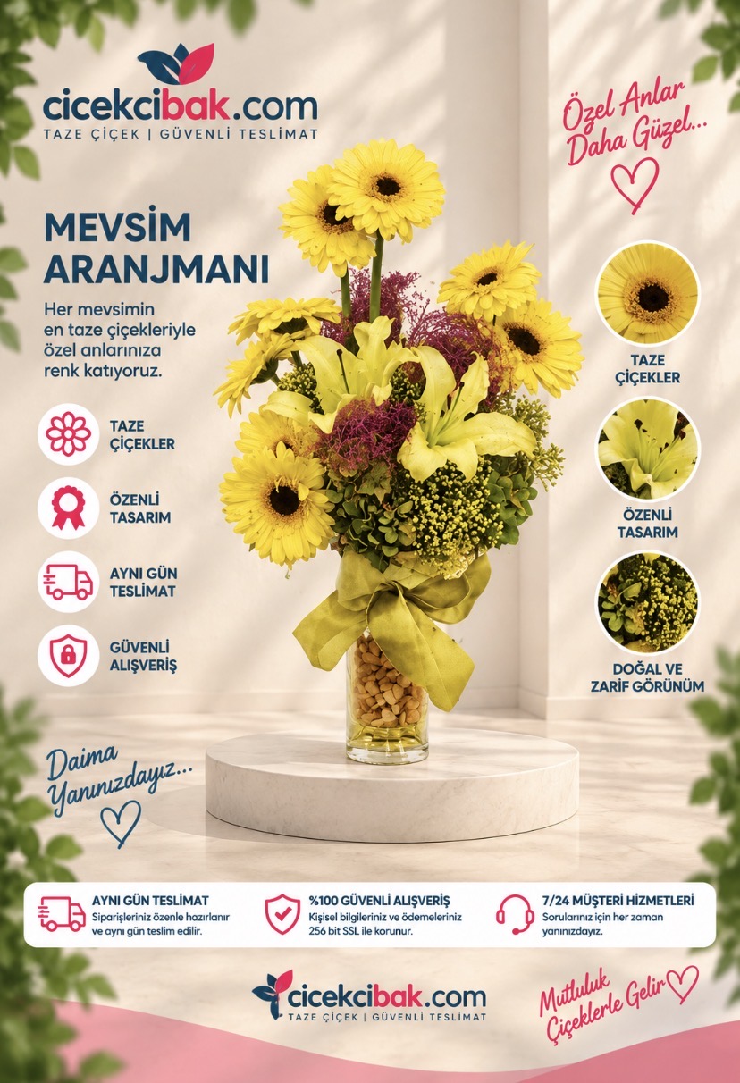 Cam Vazoda Sarı Bahar Mevsim