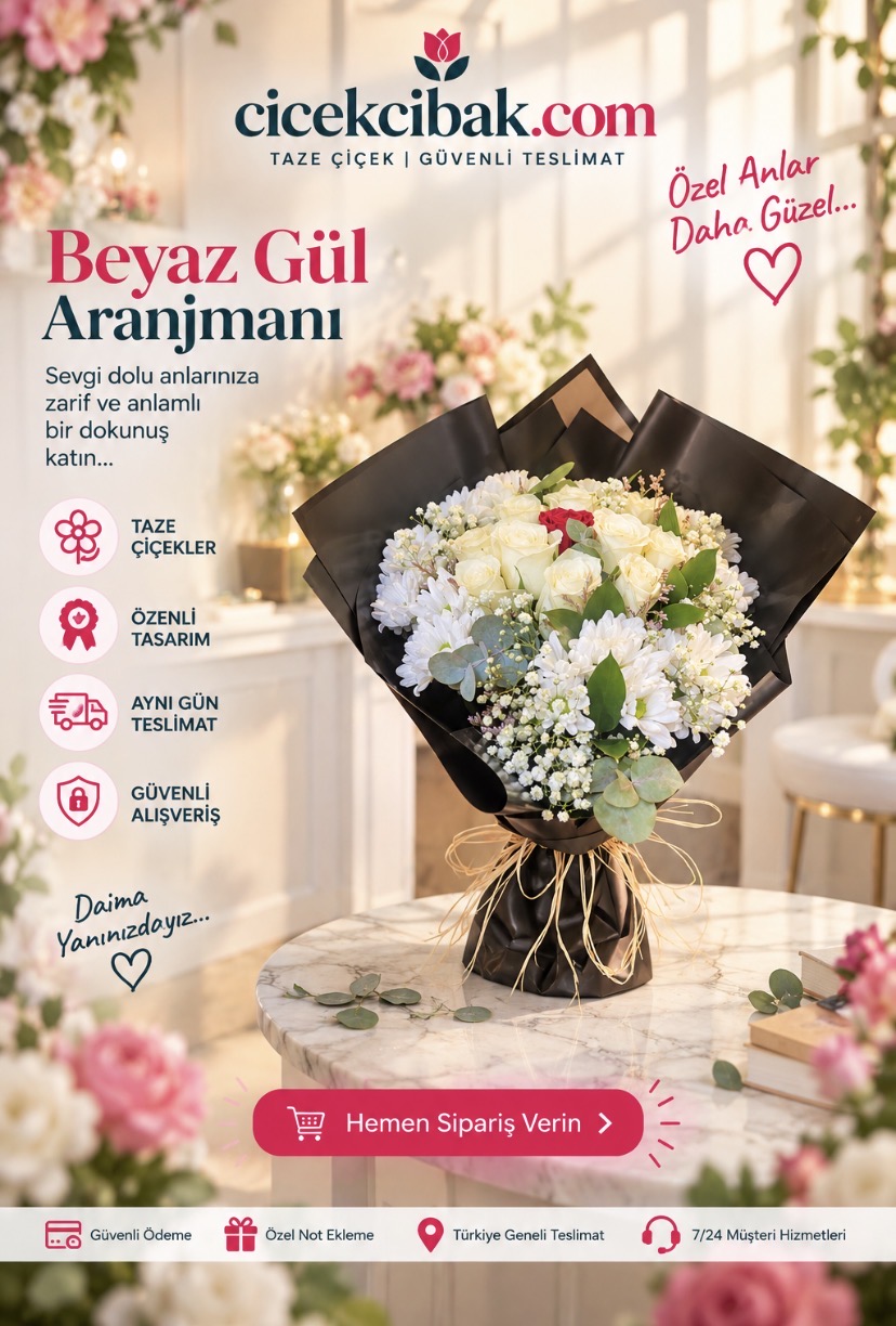 Beyaz Gül Ve Papatya Buketi