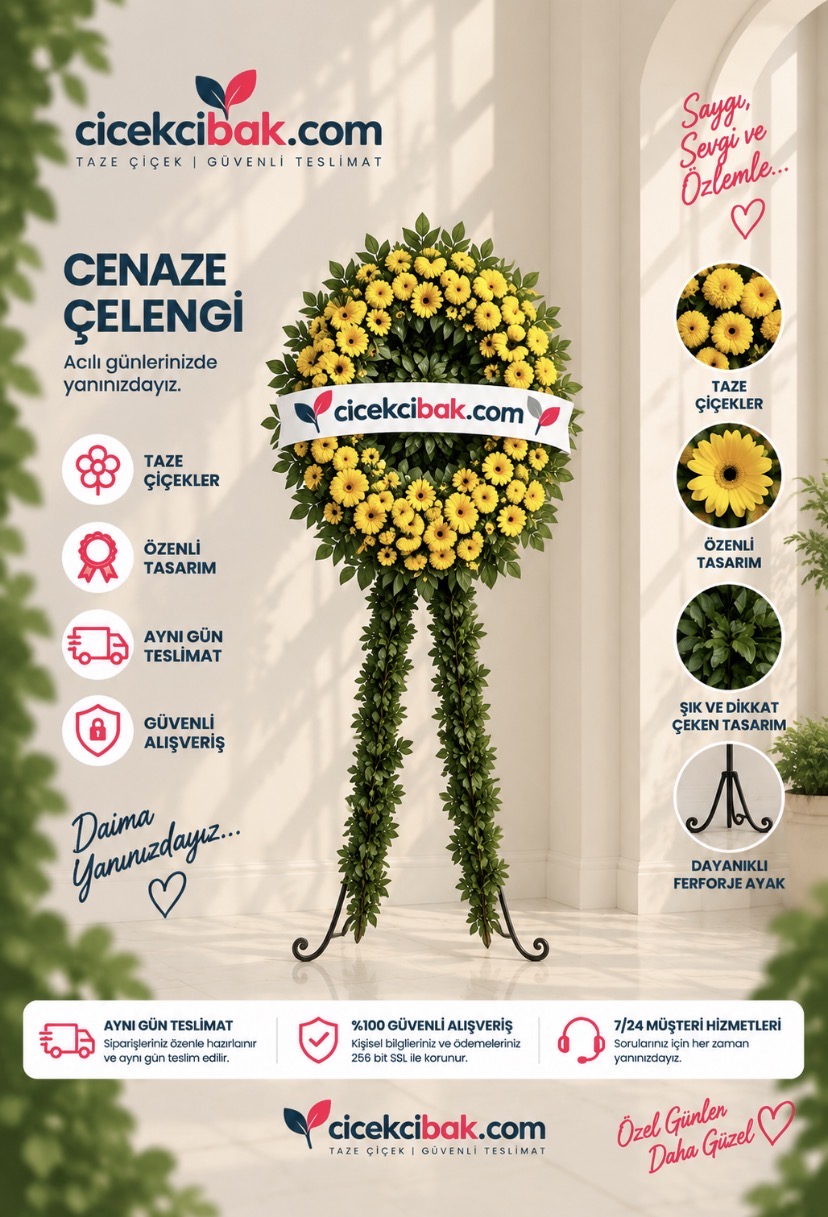 Sarı Gerbera Cenaze Çelenk