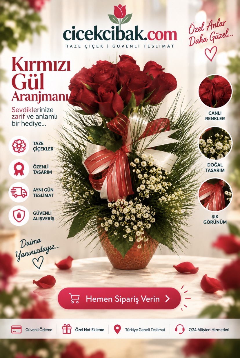 Konik Vazoda Kırmızı Güller