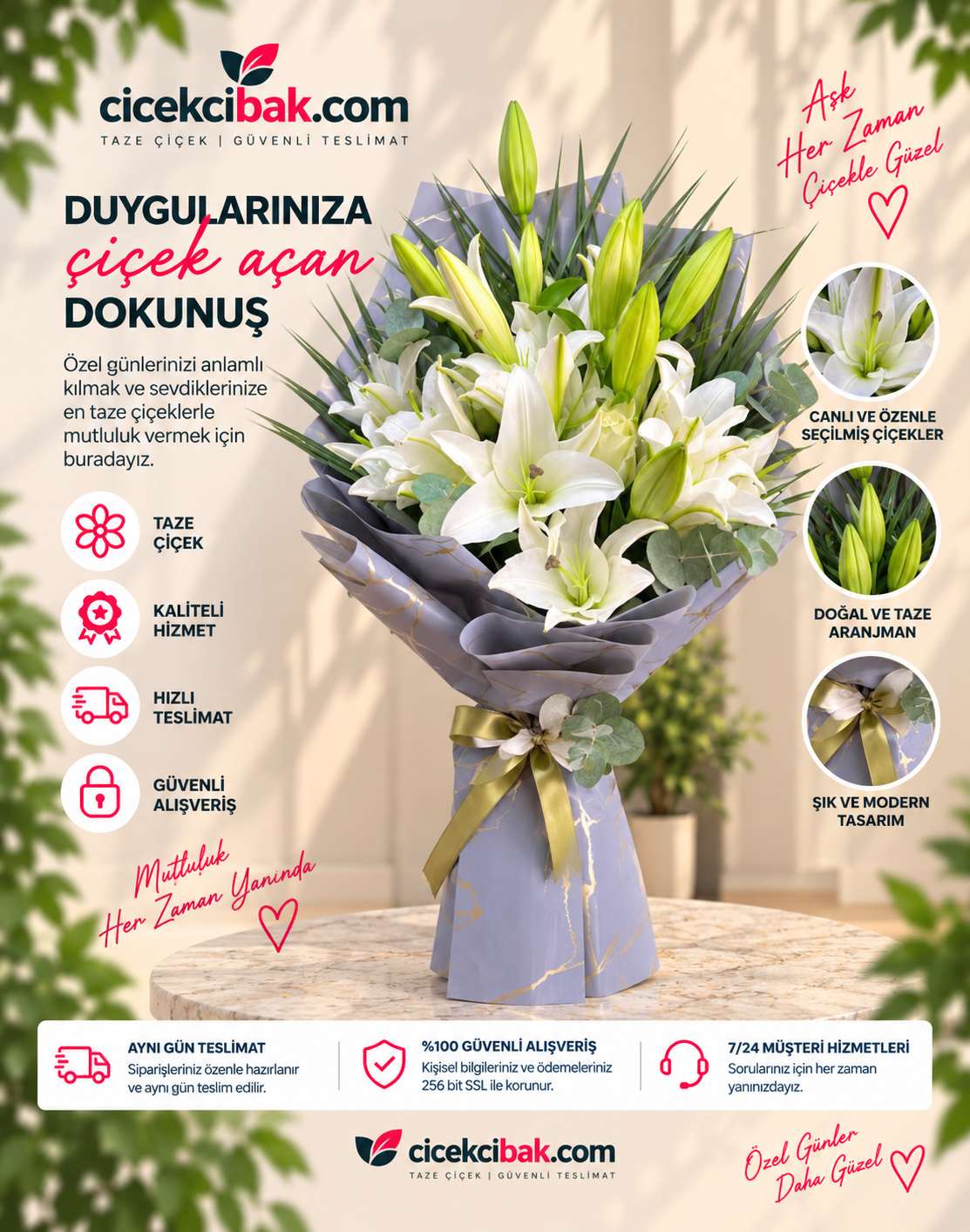Beyaz Lilyum Buketi