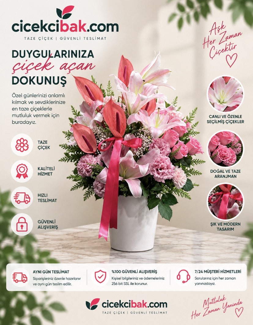 Seramik Saksıda Pembe Bahar Cenneti