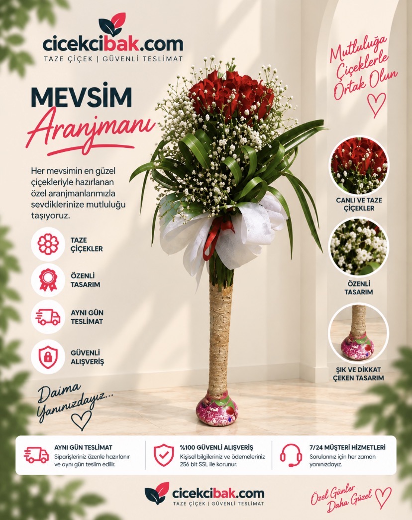 Fil Ayağı Camda Kırmızı Güller