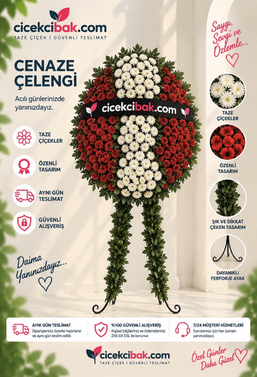 Kırmızı Beyaz Cenaze Çelenk