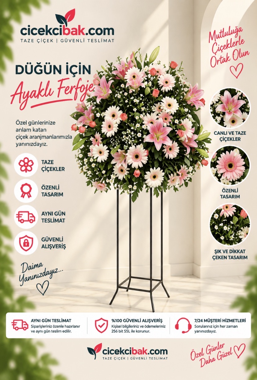 Ayaklı  Lilyum Ve Gerbera Ferfoje